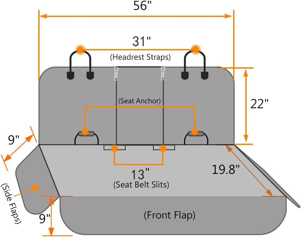 Waterproof Dog Car Seat Cover with Side Flaps