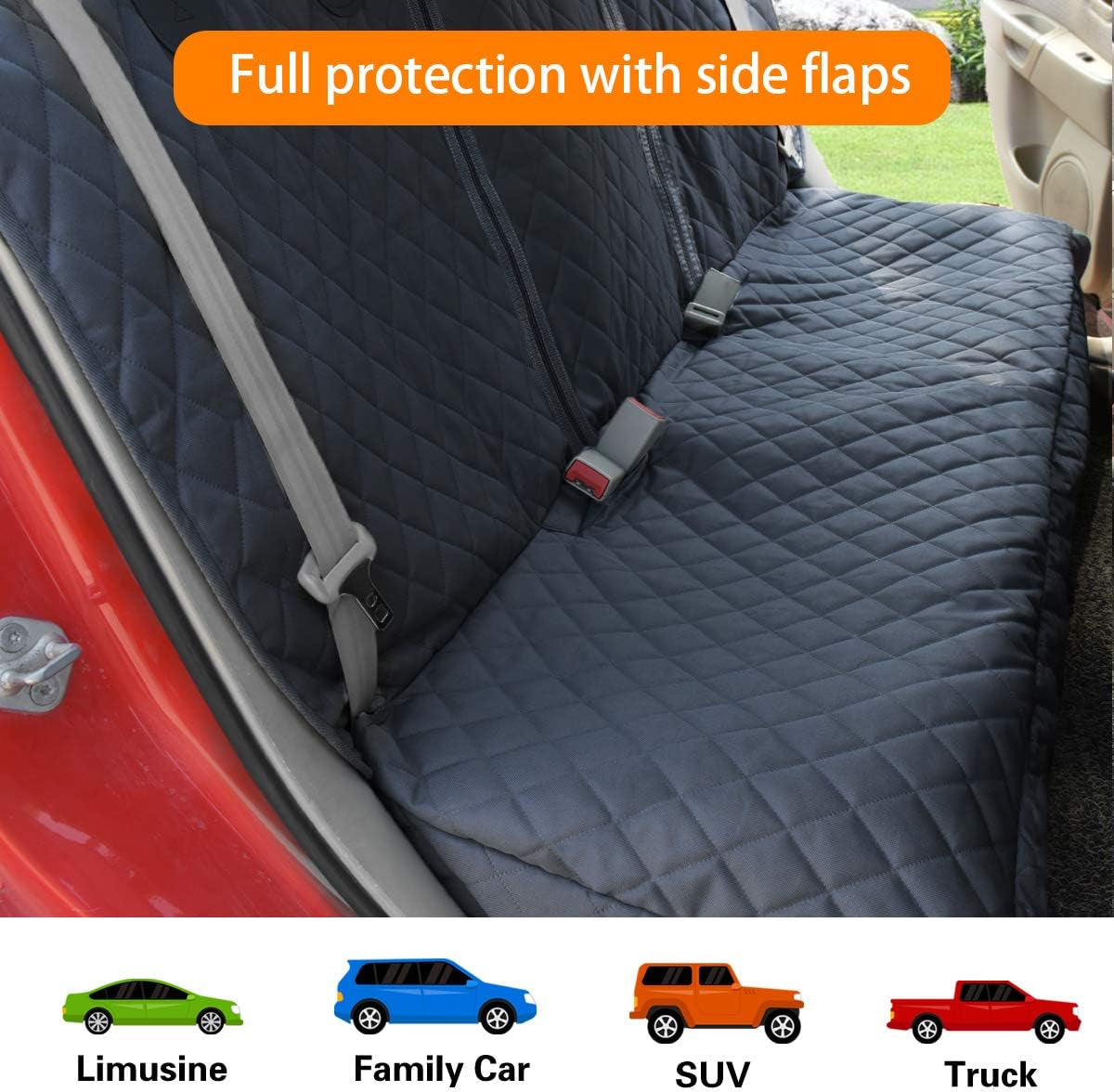 Waterproof Dog Car Seat Cover with Side Flaps