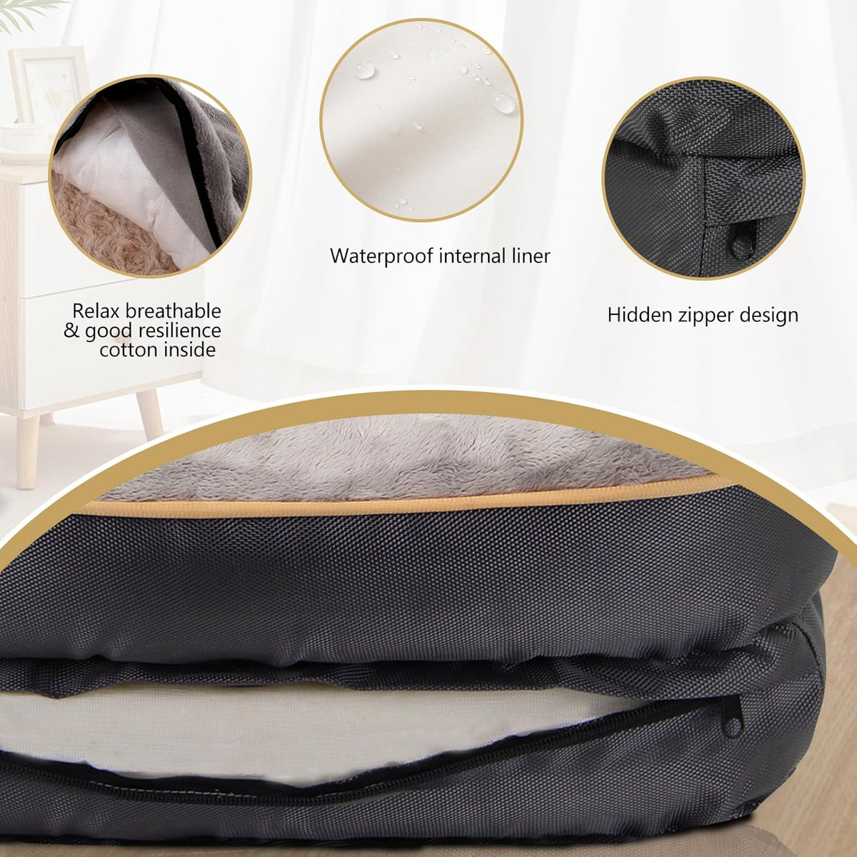 Large Memory Foam Orthopedic Dog Bed, Removable Cover