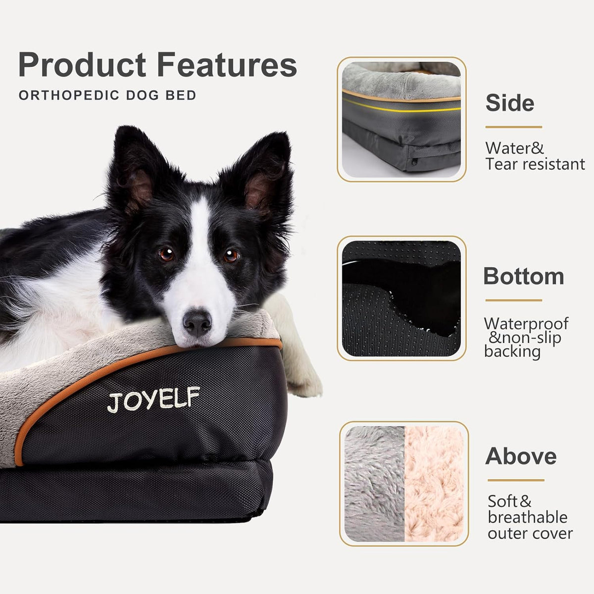 Large Memory Foam Orthopedic Dog Bed, Removable Cover