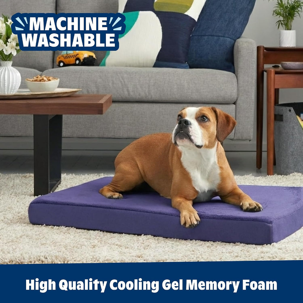 Orthopedic Memory Foam Dog Bed, Navy (Large)