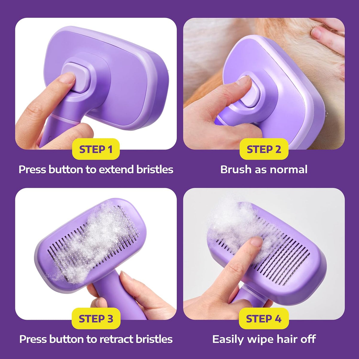 Self-Cleaning Slicker Brush for Dogs and Cats